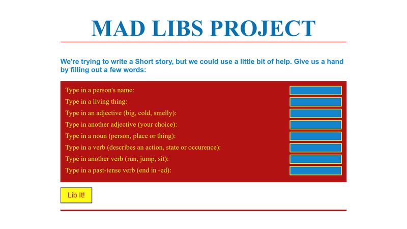 Mad libs building a nation answer key