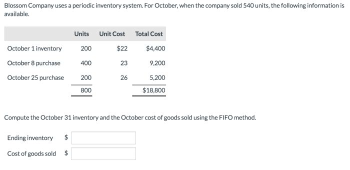 Blossom company uses a periodic inventory system